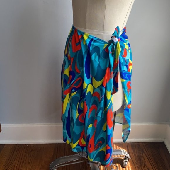 NEW Trina Turk Sarong Swim Cover Up Bright Multicolored Fun On Trend - Picture 2 of 10